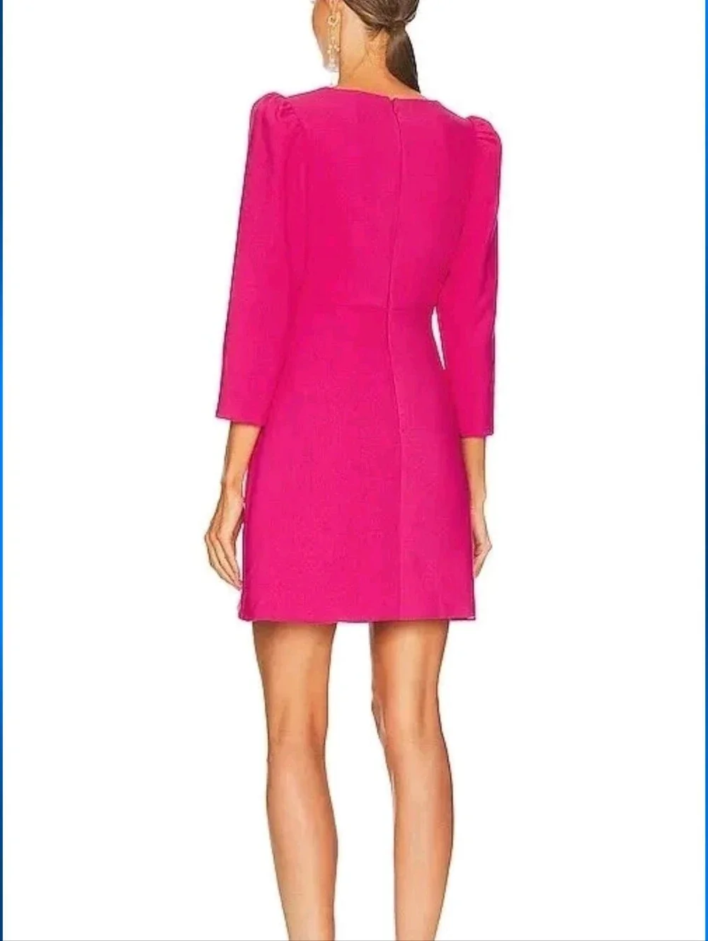 LIKELY Fuchsia Bright Pink Kygo Pleated Long Sleeve Mini Dress 4 US = S REVOLVE